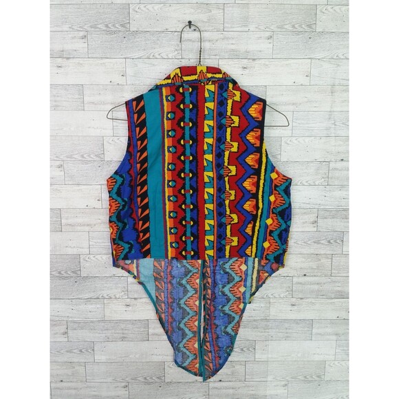 Vintage 80s 90s Miss Kitty Southwestern Aztec Print Tie-able Vest Top Western M - Picture 3 of 6
